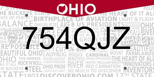 754QJZ Ohio License Plate