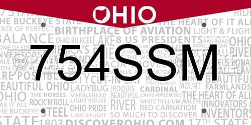 754SSM Ohio License Plate