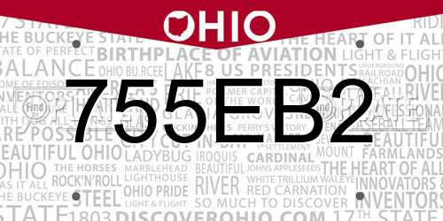 755EB2 Ohio License Plate