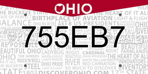 755EB7 Ohio License Plate