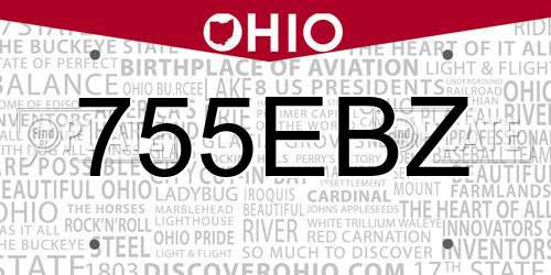 755EBZ Ohio License Plate