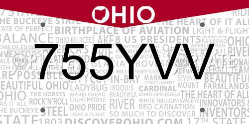 755YVV Ohio License Plate