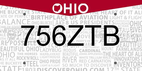 756ZTB Ohio License Plate