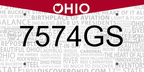 7574GS Ohio License Plate