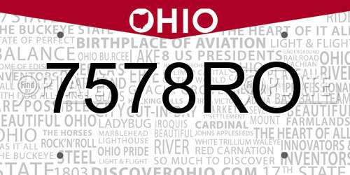 7578RO Ohio License Plate