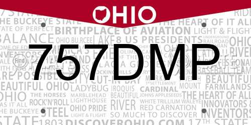 757DMP Ohio License Plate