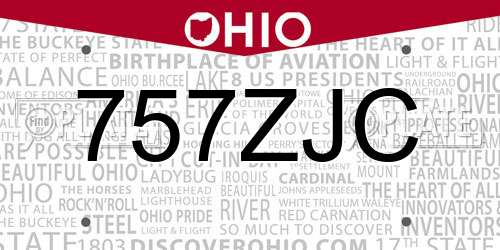 757ZJC Ohio License Plate