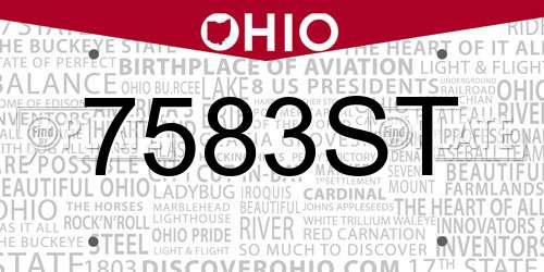 7583ST Ohio License Plate