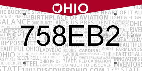 758EB2 Ohio License Plate