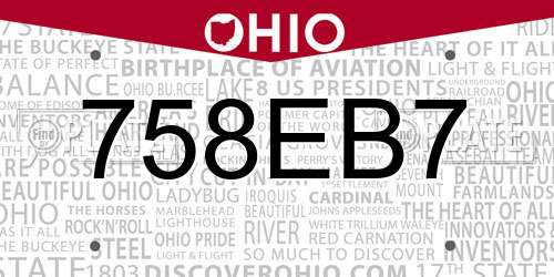 758EB7 Ohio License Plate