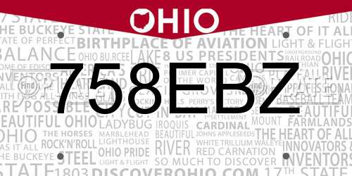 758EBZ Ohio License Plate