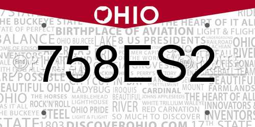 758ES2 Ohio License Plate