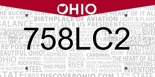 758LC2 Ohio License Plate