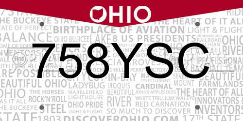 758YSC Ohio License Plate