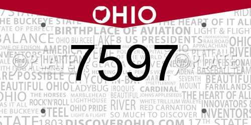 7597 Ohio License Plate