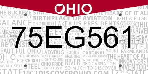 75EG561 Ohio License Plate