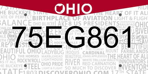 75EG861 Ohio License Plate