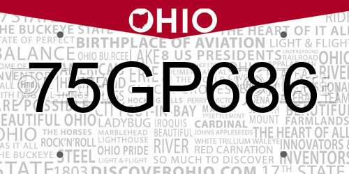 75GP686 Ohio License Plate