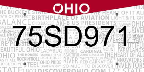 75SD971 Ohio License Plate