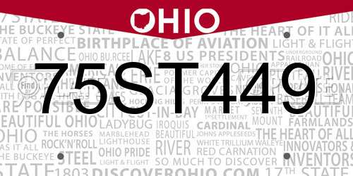 75ST449 Ohio License Plate