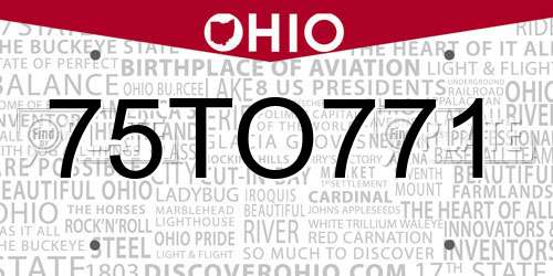 75TO771 Ohio License Plate