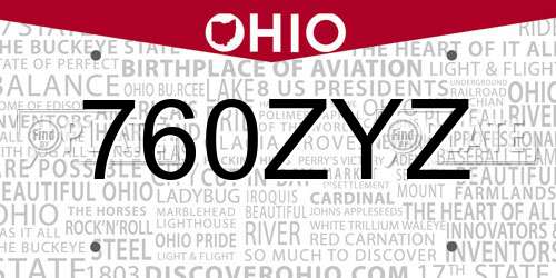 760ZYZ Ohio License Plate