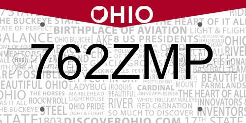 762ZMP Ohio License Plate
