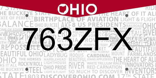 763ZFX Ohio License Plate