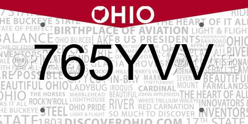 765YVV Ohio License Plate