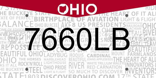 7660LB Ohio License Plate