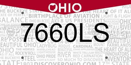 7660LS Ohio License Plate