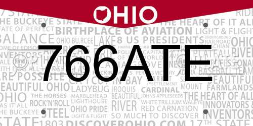 766ATE Ohio License Plate