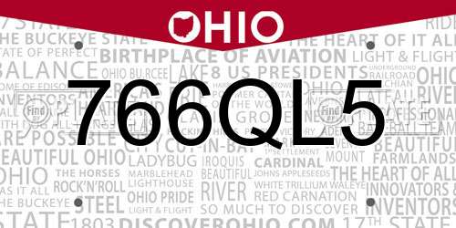 766QL5 Ohio License Plate