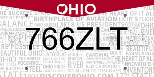 766ZLT Ohio License Plate