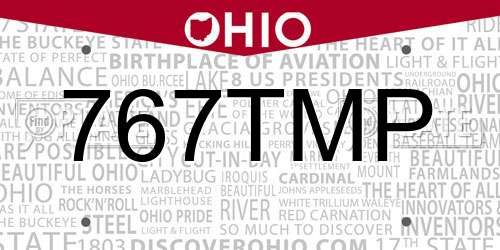 767TMP Ohio License Plate