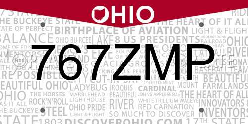 767ZMP Ohio License Plate