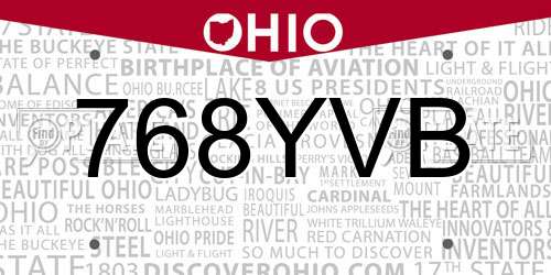 768YVB Ohio License Plate