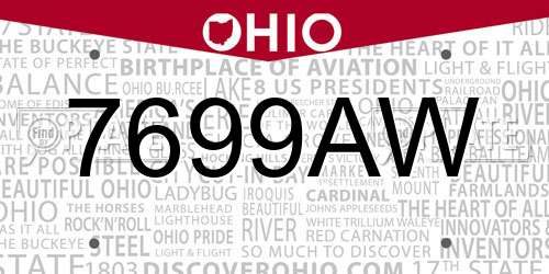 7699AW Ohio License Plate