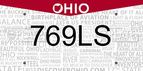 769LS Ohio License Plate
