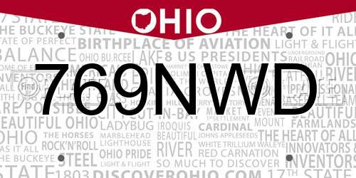 769NWD Ohio License Plate
