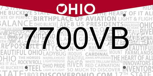 7700VB Ohio License Plate