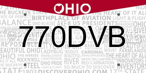 770DVB Ohio License Plate