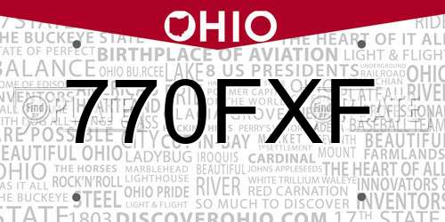 770FXF Ohio License Plate