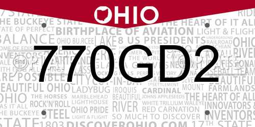 770GD2 Ohio License Plate