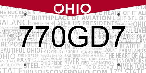 770GD7 Ohio License Plate