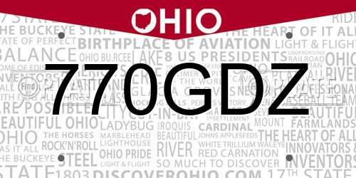 770GDZ Ohio License Plate