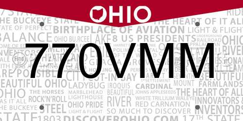 770VMM Ohio License Plate
