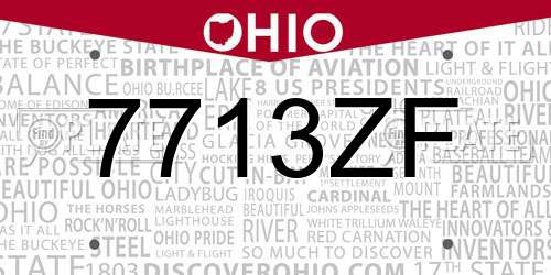 7713ZF Ohio License Plate