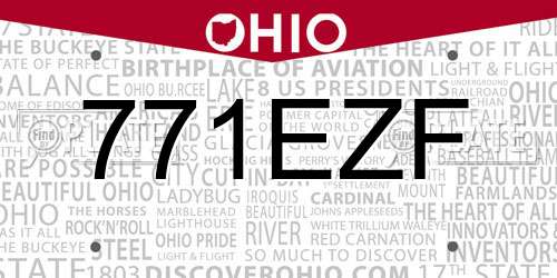771EZF Ohio License Plate