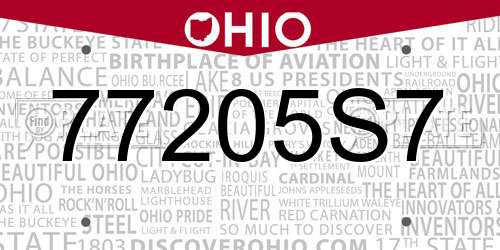 77205S7 Ohio License Plate